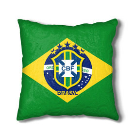 Подушка 3D с принтом Сборная Бразилии флаг в Курске, наволочка – 100% полиэстер, наполнитель – холлофайбер (легкий наполнитель, не вызывает аллергию). | состоит из подушки и наволочки. Наволочка на молнии, легко снимается для стирки | brazil | бразилия