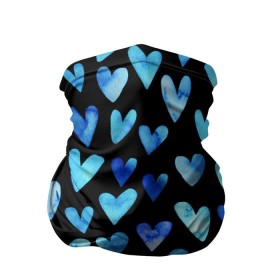 Бандана-труба 3D с принтом Blue Hearts в Курске, 100% полиэстер, ткань с особыми свойствами — Activecool | плотность 150‒180 г/м2; хорошо тянется, но сохраняет форму | акварель | любовь | паттерн | сердечки