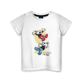 Детская футболка хлопок с принтом Cuphead (2) в Курске, 100% хлопок | круглый вырез горловины, полуприлегающий силуэт, длина до линии бедер | cuphead | game | retro