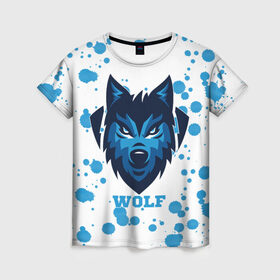 Женская футболка 3D с принтом Синий волк в Курске, 100% полиэфир ( синтетическое хлопкоподобное полотно) | прямой крой, круглый вырез горловины, длина до линии бедер | 