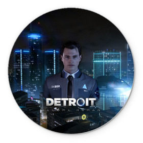Коврик круглый с принтом Detroit: Become Human - Connor в Курске, резина и полиэстер | круглая форма, изображение наносится на всю лицевую часть | 