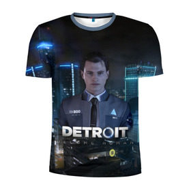 Мужская футболка 3D спортивная с принтом Detroit: Become Human - Connor в Курске, 100% полиэстер с улучшенными характеристиками | приталенный силуэт, круглая горловина, широкие плечи, сужается к линии бедра | Тематика изображения на принте: 
