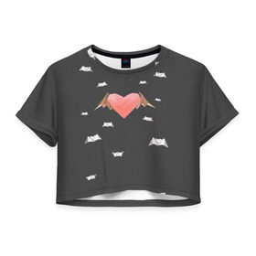 Женская футболка 3D укороченная с принтом Лизер в Курске, 100% полиэстер | круглая горловина, длина футболки до линии талии, рукава с отворотами | lizer | лизер