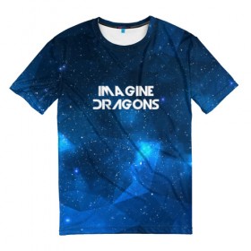 Мужская футболка 3D с принтом Imagine Dragons в Курске, 100% полиэфир | прямой крой, круглый вырез горловины, длина до линии бедер | космос | рок