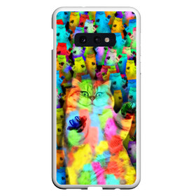 Чехол для Samsung S10E с принтом Котики на дискотеке в Курске, Силикон | Область печати: задняя сторона чехла, без боковых панелей | Тематика изображения на принте: кошки | паттерн | психоделика | разноцветный | яркий