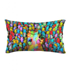 Подушка 3D антистресс с принтом Котики на дискотеке в Курске, наволочка — 100% полиэстер, наполнитель — вспененный полистирол | состоит из подушки и наволочки на молнии | кошки | паттерн | психоделика | разноцветный | яркий
