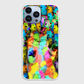 Чехол для iPhone 13 Pro Max с принтом Котики на дискотеке в Курске,  |  | Тематика изображения на принте: кошки | паттерн | психоделика | разноцветный | яркий