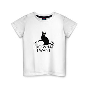Детская футболка хлопок с принтом I Do What I Want в Курске, 100% хлопок | круглый вырез горловины, полуприлегающий силуэт, длина до линии бедер | делаю что хочу