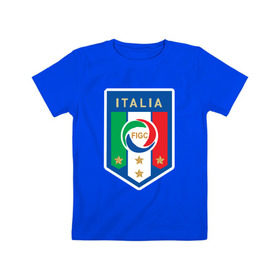 Детская футболка хлопок с принтом Сборная Италии в Курске, 100% хлопок | круглый вырез горловины, полуприлегающий силуэт, длина до линии бедер | Тематика изображения на принте: 