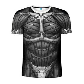 Мужская футболка 3D спортивная с принтом Экзоскелет CRYSIS в Курске, 100% полиэстер с улучшенными характеристиками | приталенный силуэт, круглая горловина, широкие плечи, сужается к линии бедра | crysis |   робот | бионический | бронь | броня | доспехи | костюм | крайсис | экзоскелет