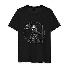 Мужская футболка хлопок с принтом Витрувианский человек в Курске, 100% хлопок | прямой крой, круглый вырез горловины, длина до линии бедер, слегка спущенное плечо. | архитектура | витрувианский человек | гитара | давични | музыка | рок