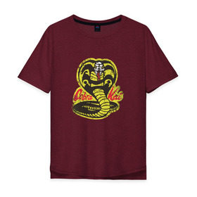Мужская футболка хлопок Oversize с принтом Cobra Kai в Курске, 100% хлопок | свободный крой, круглый ворот, “спинка” длиннее передней части | Тематика изображения на принте: cobra | змея | кобра