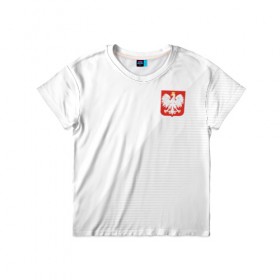 Детская футболка 3D с принтом Польша домашняя форма в Курске, 100% гипоаллергенный полиэфир | прямой крой, круглый вырез горловины, длина до линии бедер, чуть спущенное плечо, ткань немного тянется | 