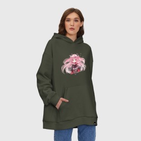 Худи SuperOversize хлопок с принтом Cute Kururu в Курске, 70% хлопок, 30% полиэстер, мягкий начес внутри | карман-кенгуру, эластичная резинка на манжетах и по нижней кромке, двухслойный капюшон
 | owari no seraph | seraph of the end | последний серафим