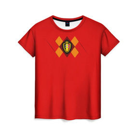 Женская футболка 3D с принтом Сборная Бельгии Home 2018 в Курске, 100% полиэфир ( синтетическое хлопкоподобное полотно) | прямой крой, круглый вырез горловины, длина до линии бедер | 