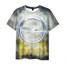 Мужская футболка 3D с принтом Логотип опель в Курске, 100% полиэфир | прямой крой, круглый вырез горловины, длина до линии бедер | opel | opel logo | логотип опель | опель