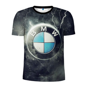 Мужская футболка 3D спортивная с принтом Логотип BMW в Курске, 100% полиэстер с улучшенными характеристиками | приталенный силуэт, круглая горловина, широкие плечи, сужается к линии бедра | logo bmw | бмв | логотип bmw | логотип бмв