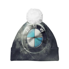 Шапка 3D c помпоном с принтом Логотип BMW в Курске, 100% полиэстер | универсальный размер, печать по всей поверхности изделия | logo bmw | бмв | логотип bmw | логотип бмв