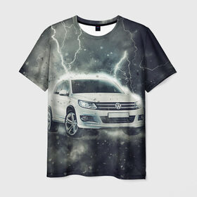 Мужская футболка 3D с принтом Volkswagen Tiguan в Курске, 100% полиэфир | прямой крой, круглый вырез горловины, длина до линии бедер | tiguan | volkswagen