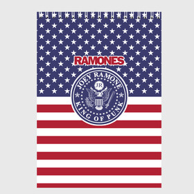 Скетчбук с принтом Ramones в Курске, 100% бумага
 | 48 листов, плотность листов — 100 г/м2, плотность картонной обложки — 250 г/м2. Листы скреплены сверху удобной пружинной спиралью | группа | панк | рамон | рамонес | рамоунз | рамоунс | рок | хард