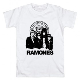 Мужская футболка хлопок с принтом Ramones в Курске, 100% хлопок | прямой крой, круглый вырез горловины, длина до линии бедер, слегка спущенное плечо. | Тематика изображения на принте: 