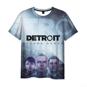 Мужская футболка 3D с принтом Detroit become human в Курске, 100% полиэфир | прямой крой, круглый вырез горловины, длина до линии бедер | dbh | detroit | gamer