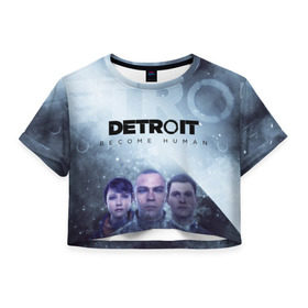 Женская футболка 3D укороченная с принтом Detroit become human в Курске, 100% полиэстер | круглая горловина, длина футболки до линии талии, рукава с отворотами | dbh | detroit | gamer
