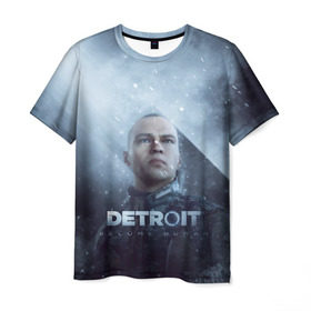 Мужская футболка 3D с принтом Detroit become human в Курске, 100% полиэфир | прямой крой, круглый вырез горловины, длина до линии бедер | Тематика изображения на принте: dbh | detroit | gamer