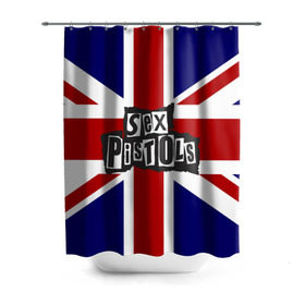 Штора 3D для ванной с принтом Sex Pistols в Курске, 100% полиэстер | плотность материала — 100 г/м2. Стандартный размер — 146 см х 180 см. По верхнему краю — пластиковые люверсы для креплений. В комплекте 10 пластиковых колец | англия | британия | панк | флаг