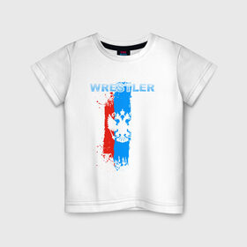 Детская футболка хлопок с принтом Борец в Курске, 100% хлопок | круглый вырез горловины, полуприлегающий силуэт, длина до линии бедер | борец | борьба | россия | рф