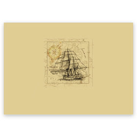 Поздравительная открытка с принтом Старая карта в Курске, 100% бумага | плотность бумаги 280 г/м2, матовая, на обратной стороне линовка и место для марки
 | old map | бумага | винтаж | корабль | старинная карта