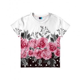 Детская футболка 3D с принтом Rose Trend в Курске, 100% гипоаллергенный полиэфир | прямой крой, круглый вырез горловины, длина до линии бедер, чуть спущенное плечо, ткань немного тянется | flowers | hipster | rose | swag | trend | мода | розы | стиль | стильная | цветы