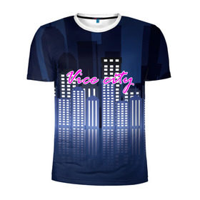 Мужская футболка 3D спортивная с принтом Vice city в Курске, 100% полиэстер с улучшенными характеристиками | приталенный силуэт, круглая горловина, широкие плечи, сужается к линии бедра | game | grand theft auto | gta | vice city | игромания | игры