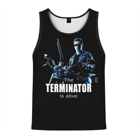 Мужская майка 3D с принтом Terminator alive в Курске, 100% полиэстер | круглая горловина, приталенный силуэт, длина до линии бедра. Пройма и горловина окантованы тонкой бейкой | arnold schwarzenegger | арнольд шварценеггер | киборг | кино | терминатор