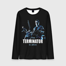Мужской лонгслив 3D с принтом Terminator alive в Курске, 100% полиэстер | длинные рукава, круглый вырез горловины, полуприлегающий силуэт | Тематика изображения на принте: arnold schwarzenegger | арнольд шварценеггер | киборг | кино | терминатор