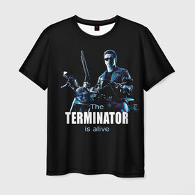 Мужская футболка 3D с принтом Terminator alive в Курске, 100% полиэфир | прямой крой, круглый вырез горловины, длина до линии бедер | arnold schwarzenegger | арнольд шварценеггер | киборг | кино | терминатор
