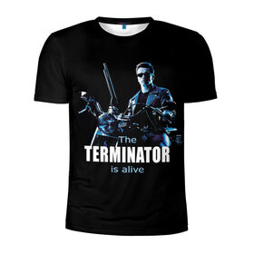 Мужская футболка 3D спортивная с принтом Terminator alive в Курске, 100% полиэстер с улучшенными характеристиками | приталенный силуэт, круглая горловина, широкие плечи, сужается к линии бедра | arnold schwarzenegger | арнольд шварценеггер | киборг | кино | терминатор