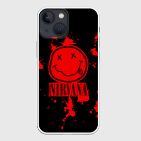 Чехол для iPhone 13 mini с принтом Nirvana в Курске,  |  | cobain | kurt | nevermino | nirvana | альтернативный | гранж | грол | группа | дональд | кобейн | курт | музыка | надпись | нервана | нирвана | новоселич | певец | рок | смайл | смайлик | солист