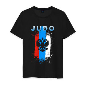 Мужская футболка хлопок с принтом Judo в Курске, 100% хлопок | прямой крой, круглый вырез горловины, длина до линии бедер, слегка спущенное плечо. | Тематика изображения на принте: judo | sport | дзюдо | дзюдоист | спорт