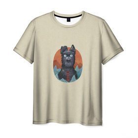 Мужская футболка 3D с принтом Остров собак Шеф в Курске, 100% полиэфир | прямой крой, круглый вырез горловины, длина до линии бедер | 