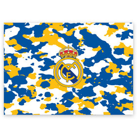 Поздравительная открытка с принтом Real Madrid в Курске, 100% бумага | плотность бумаги 280 г/м2, матовая, на обратной стороне линовка и место для марки
 | football | logo | real madrid | spain | sport | арт | испания | камуфляж | лига | лого | милитари | реал | спорт | текстура | фк | футбол | футбольный клуб | эмблема