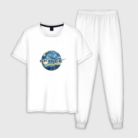 Мужская пижама хлопок с принтом Space X в Курске, 100% хлопок | брюки и футболка прямого кроя, без карманов, на брюках мягкая резинка на поясе и по низу штанин
 | ван гог | илон | илон маск | искусство | космос | лунная ночь | маск | небо | прикольная | технологии | тренд