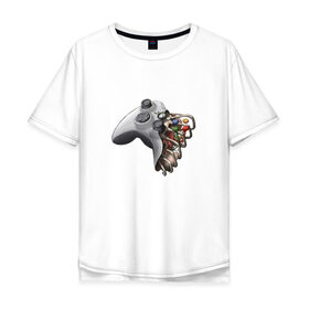 Мужская футболка хлопок Oversize с принтом joystick в Курске, 100% хлопок | свободный крой, круглый ворот, “спинка” длиннее передней части | 