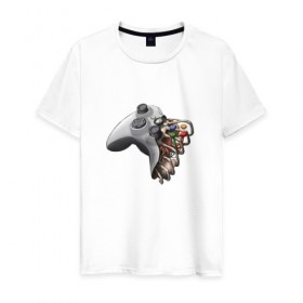 Мужская футболка хлопок с принтом joystick в Курске, 100% хлопок | прямой крой, круглый вырез горловины, длина до линии бедер, слегка спущенное плечо. | 