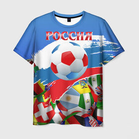 Мужская футболка 3D с принтом Россия 2018 в Курске, 100% полиэфир | прямой крой, круглый вырез горловины, длина до линии бедер | russia | россия | триколор | флаг россии | футбол | чемпионат мира по футболу | чм по футболу | чм россия