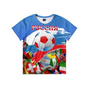Детская футболка 3D с принтом Россия 2018 в Курске, 100% гипоаллергенный полиэфир | прямой крой, круглый вырез горловины, длина до линии бедер, чуть спущенное плечо, ткань немного тянется | russia | россия | триколор | флаг россии | футбол | чемпионат мира по футболу | чм по футболу | чм россия