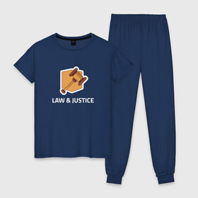 Женская пижама хлопок с принтом Правосудие в Курске, 100% хлопок | брюки и футболка прямого кроя, без карманов, на брюках мягкая резинка на поясе и по низу штанин | для судьи | закон | право | правосудие | справедливость | суд | судья