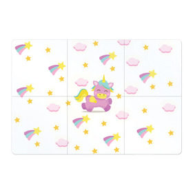 Магнитный плакат 3Х2 с принтом Розовый единорог в Курске, Полимерный материал с магнитным слоем | 6 деталей размером 9*9 см | единорог | звезда | легенда | лошадь | милые | миф | радуга | рог | символ | сказка | существо | яркие