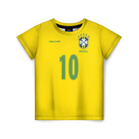 Детская футболка 3D с принтом Роналдиньо в Курске, 100% гипоаллергенный полиэфир | прямой крой, круглый вырез горловины, длина до линии бедер, чуть спущенное плечо, ткань немного тянется | Тематика изображения на принте: brasil | brazilian | footbal | national | ronaldinho | soccer | time | бразилии | бразилия | национальная | по | роналдиньо | рональдиньо | сборная | футбол | футболу