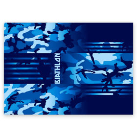 Поздравительная открытка с принтом BIATHLON в Курске, 100% бумага | плотность бумаги 280 г/м2, матовая, на обратной стороне линовка и место для марки
 | biathlon | sport | беатлон | беотлон | биатлон | биотлон | борьба | винтовка | линии | лыжи | надпись | полосы | россии | россия | рф | сборная | символ | состязание | спорт | стрельба | флаг